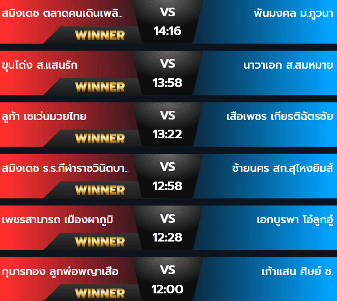 ผลมวยอาทิตย์ 10 พฤศจิกายน 2567